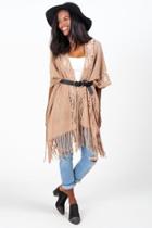 Francesca's Aria Boucle Kimono - Taupe