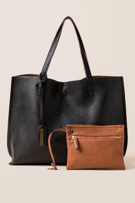 Francesca's Tesla Reversible Tote - Black