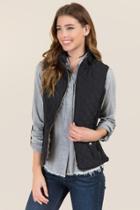 Style On Demand Sloane Quilted Snap Collar Puffer Vest - Black