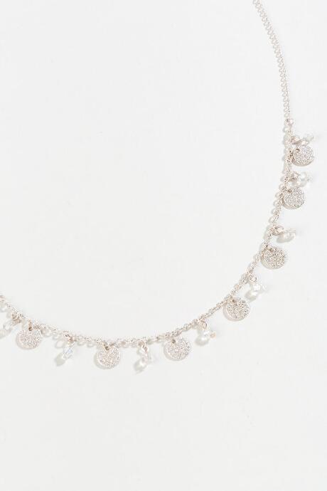 Francesca's Zoey Sandblast Coin Necklace In Silver - Silver