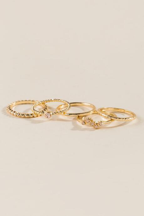 Francesca's Davina Crystal Ring Set - Gold