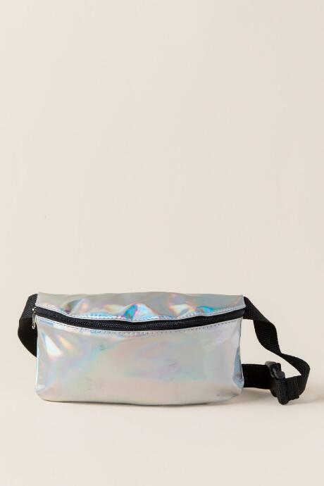 Francesca's Laken Iridescent Belt Bag - Silver