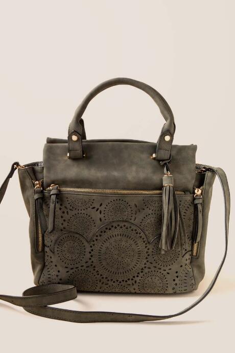 Francesca's Jodee Perforated Satchel - Olive