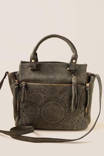 Francesca's Jodee Perforated Satchel - Olive