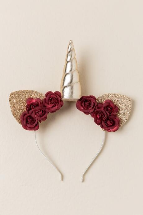 Francesca's Sonia Rose Caticorn Headband - Burgundy