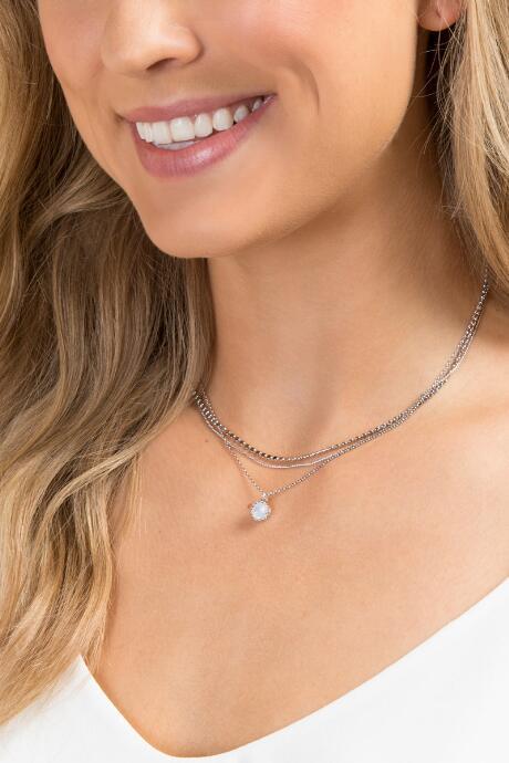 Francesca's Calla Opal Layered Necklace - Silver