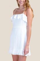 Francesca's Kelsey Ruffle Hem Dress - White