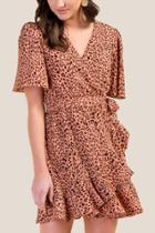 Francesca's Eliza Leopard Wrap Dress - Rose