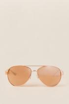 Francesca's Ada Blushed Sparkle Aviator Sunglasses - Rose/gold