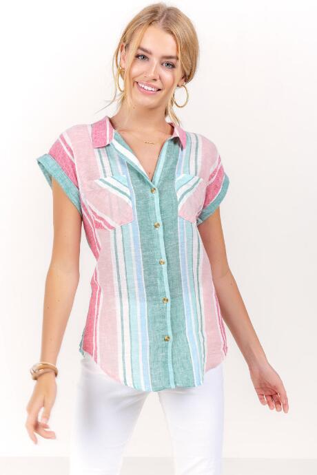 Francesca Inchess Sonya Two Pocket Button Down - Multi