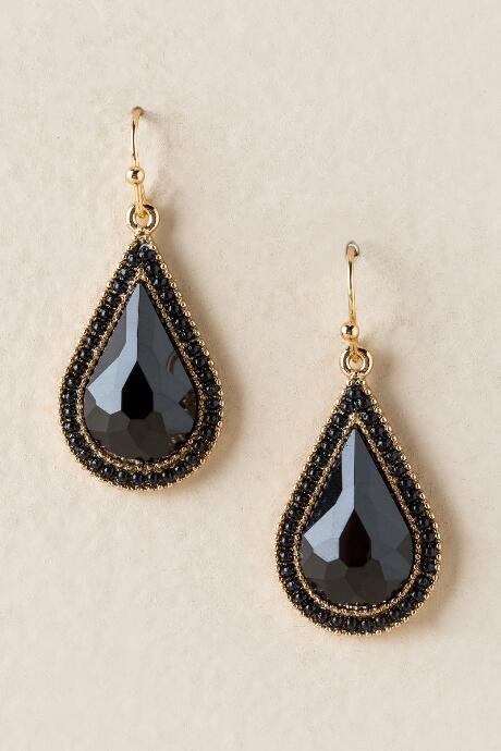 Francesca's Leith Trim Teardrop Earring In Black - Black