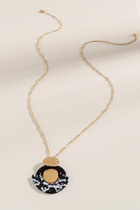 Francesca's Bailey Linked Shapes Long Pendant - Black