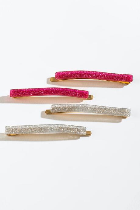 Francesca's Mila Sparkly Bobby Pins - Pink