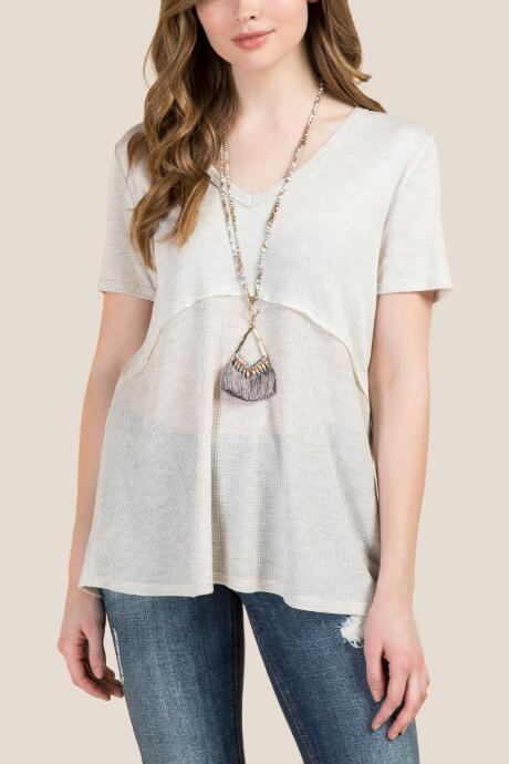 Francesca's Dixie Hi Lo Twofer Top - Heather Oat