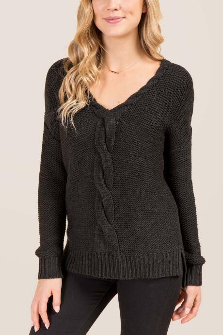 Francesca's Carey Twisted Cable Sweater - Gray