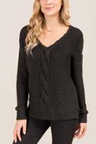 Francesca's Carey Twisted Cable Sweater - Gray
