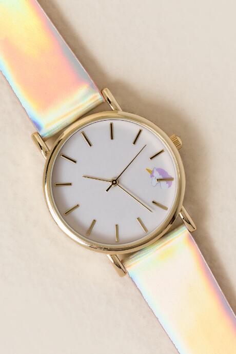 Francesca's Charlie Iridescent Unicorn Watch - White