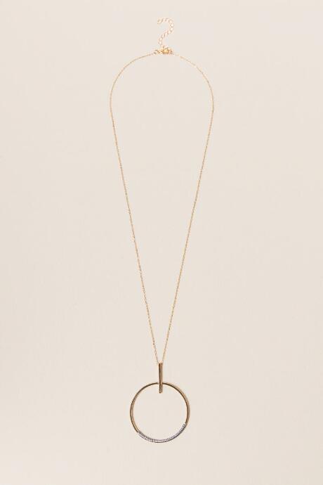 Francesca's Renata Thread Wrapped Circle Pendant In Hematite - Mixed Plating