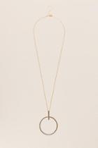 Francesca's Renata Thread Wrapped Circle Pendant In Hematite - Mixed Plating