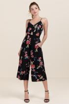 Francesca's Bristol Floral Embroidered Jumpsuit - Black