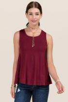 Alya Caprice High Neck Open Cape Knit Top - Wine