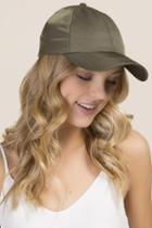 Francesca's Melanie Satin Baseball Cap - Olive