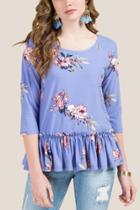 Francesca's Estelle Drop Waist Peplum Top - Oxford Blue