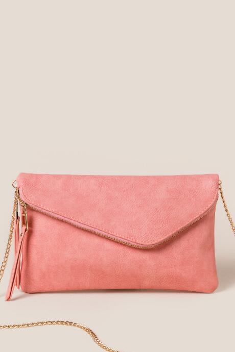 Francesca's Teagan Angled Crossbody In Coral - Coral