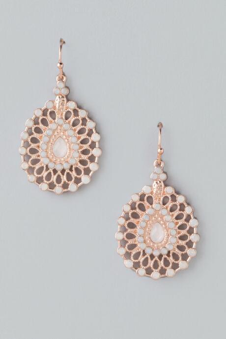 Francesca's Nellie Opal Filigree Earrings - Rose/gold