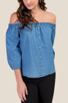 Francesca Inchess Liza Off The Shoulder Chambray Top - Chambray