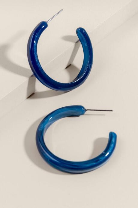 Francesca's Angelina Open Hoop Earrings - Navy