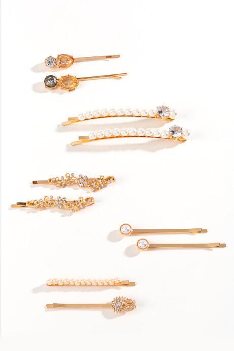Francesca's Ella Pearl & Rhinestone Bobby Pin Set - Blush