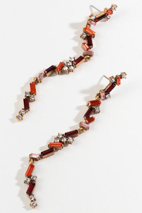Francesca's Miranda Baguette Linear Earrings - Red