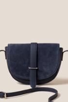 Francesca Inchess Demi Suede Leather Crossbody In Navy - Navy