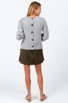 Francesca's Juno Button Back Sweater - Gray