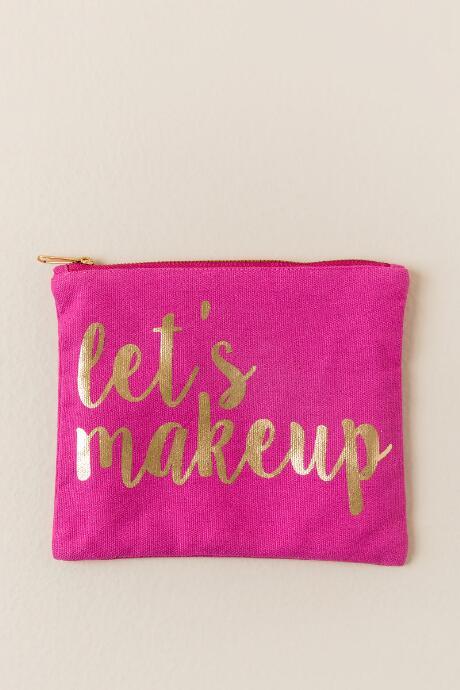 Francesca's Let's Makeup Canvas Pouch - Pink