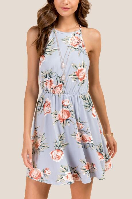 Francesca Inchess Ingrid Sleeveless Floral Knit Dress - Oxford Blue