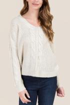 Alya Kayla Cable Knit Pullover Sweater - Taupe
