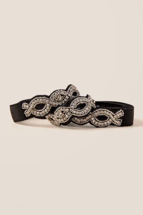 Francesca's Celia Circle Rhinestone Embellished Belt - Black