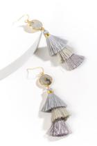 Francesca's Loren Semi-precious Tassel Earrings - Light Blue