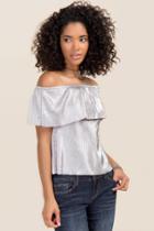 Francesca Inchess Isha Off The Shoulder Micropleat Top - Crisp Champagne