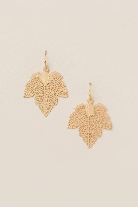 Francesca's Alexia Leaf Statement Earring - Gold