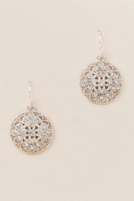 Francesca's Langley Filigree Circle Drop Earring - Silver