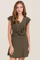 Alya Mollie Ruffle Knit Dress - Dark Olive
