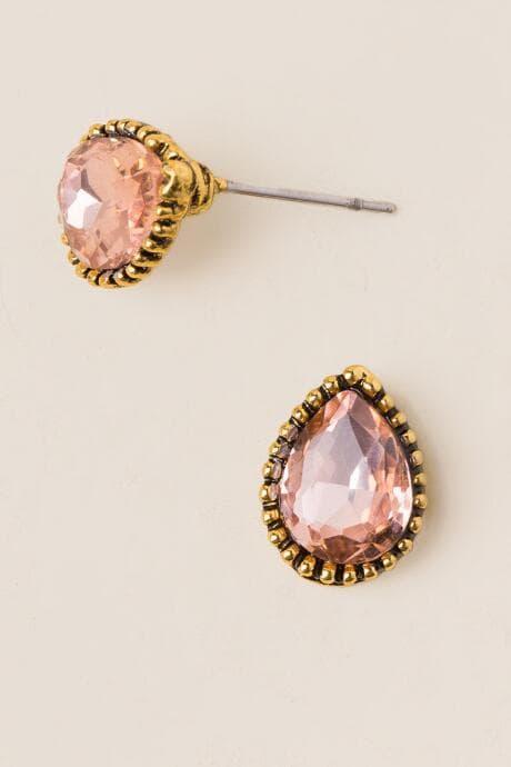 Francesca's Deidra Glass Teardrop Stud Earring - Crisp Champagne