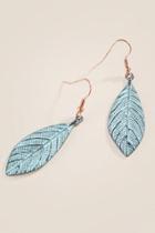 Francesca's Mackenzie Textured Leaf Earrings - Turquoise