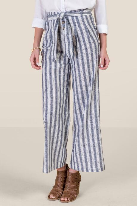 Francesca's Alivia High Waist Paperbag Pants - Navy