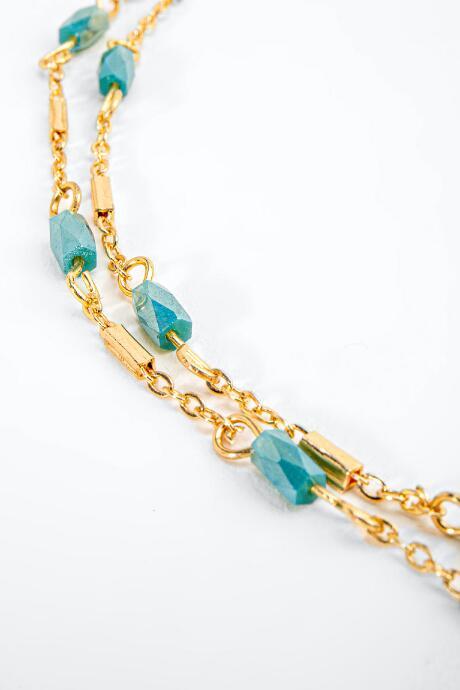 Francesca's Itzel Beaded Links Layered Necklace - Green