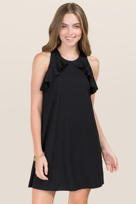 Mi Ami Priya Ruffle Trim Shift Dress - Black