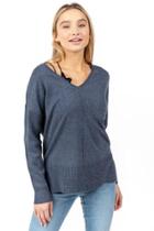 Francesca's Autumn Fine Gauge Sweater Top - Navy